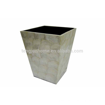 White capiz shell handmade waste bin in China